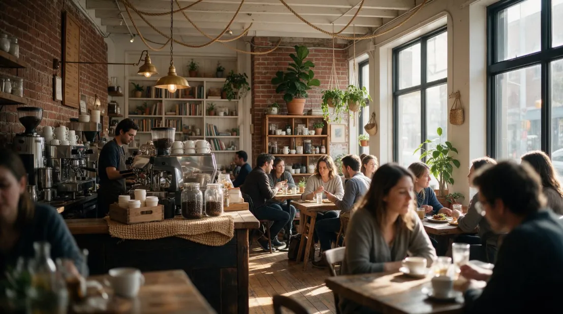 Sample cafe photo in the Kahu Sites website preview, after the edit