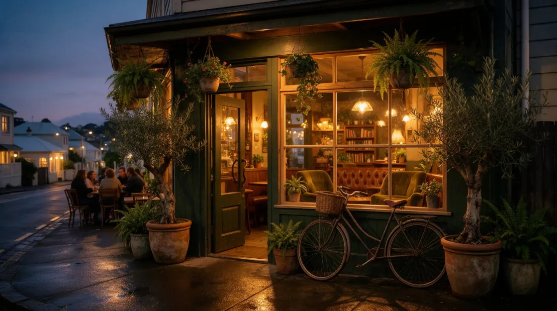 Sample cafe photo in the Kahu Sites website preview, before the edit